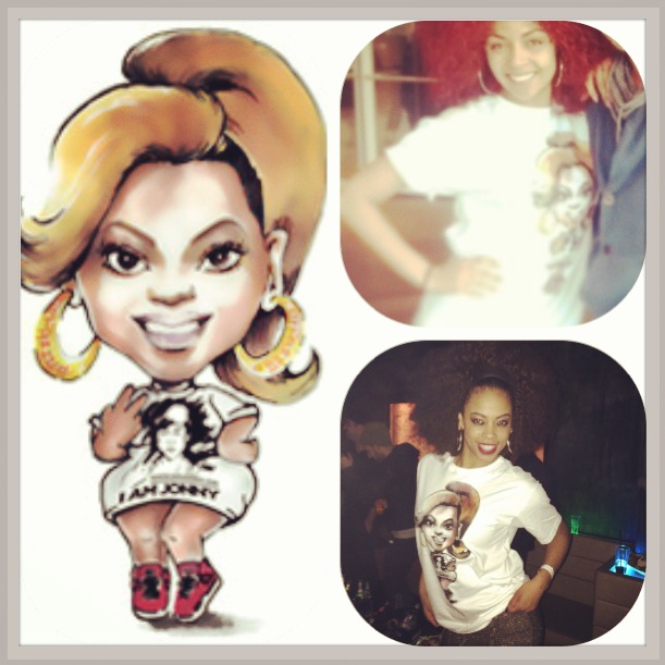#beyonce #caricature the beautiful #ashleycmeverett & georgous #kimmiegeedotcom supporting #iamjonny shirts. #mrscartershow2014 #mrscarter #beyoncedancers #bestdancers Rest in peace to my little brother Jonny K.